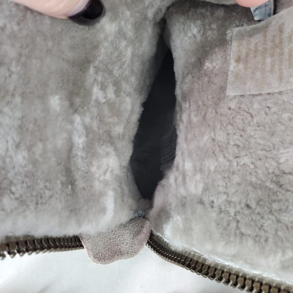 New Free People x Cougar Taupe Suede Leather Cozy Boots Sheep Shearling SZ 9 - Picture 5 of 16